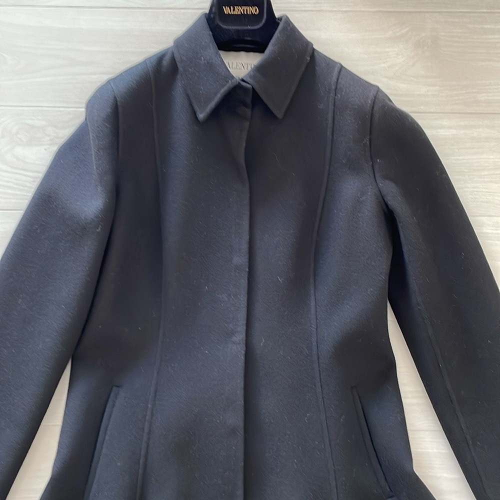 Valentino Black Wool/Cashmere Blend Swing Coat - Picture 3 of 12